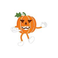 calabazas personaje dibujos animados, Víspera de Todos los Santos calabaza icono vector. plano diseño, Víspera de Todos los Santos de miedo calabaza con sonrisa, contento rostro, varios expresión. vector