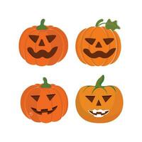 Pumpkins character cartoon, Halloween pumpkin icon vector. Flat design, halloween scary pumpkin with smile, happy face, various expression. vector