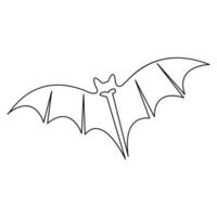 Vector illustration of halloween bat continuous one line art drawing minimalist design