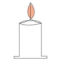 Continuous candle is burning fire drawing art by one line vector illustration minimalism design.