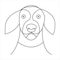 Continuous single line dog vector art drawing minimalist dog face outline abstract hand drawn style