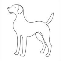 Dog pet animal continuous one line art drawing and dog icon simple outline vector illustration