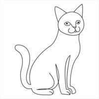 Continuous one line cat pet animal outline art vector illustration and minimalist drawing