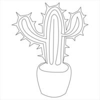 continuo uno línea Arte dibujo cactus garabatear vector y cactus plantas contorno minimalista diseño elemento