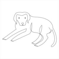 Dog pet animal outline vector illustration and continuous single line hand drawn sketch