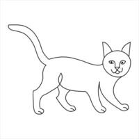 Continuous one line cat pet animal outline art vector illustration and minimalist drawing