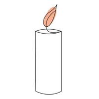 Continuous candle is burning fire drawing art by one line vector illustration minimalism design.