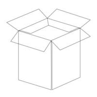 Continuous one line art drawing open box outline vector art minimalist design