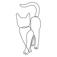 Cat pet animal single line art drawing continuous outline vector art illustration minimalist