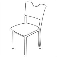 Continuous one line art drawing of chair outline vector art illustration and concept icon design