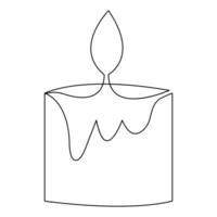 Continuous candle is burning fire drawing art by one line vector illustration minimalism design.