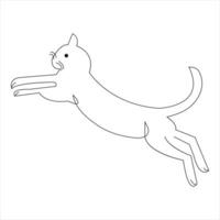 Continuous one line cat pet animal outline art vector illustration and minimalist drawing