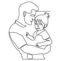 Happy father's day continuous single line art drawing and outline vector art illustration