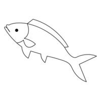 Continuous single line art drawing fish minimalist hand draw outline vector illustration