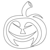 Halloween pumpkin with a face single line art drawing continuous vector outline illustration minimalism