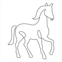 Continuous one line hand design horse animal minimalism style and outline vector art illustration symbol