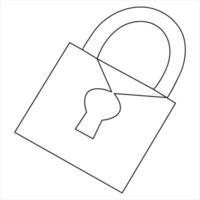 Continuous single line art drawing lock up design outline vector art illustration minimalist