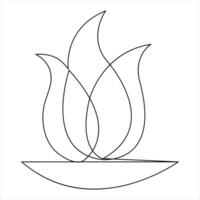 Bonfire line art drawing continuous outline vector art illustration symbol design