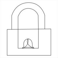 Continuous single line art drawing lock up design outline vector art illustration minimalist