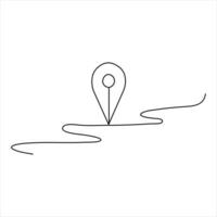 Continuous single line art drawing mark location hand drawn outline vector minimalist style