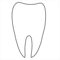 Tooth icon outline vector art illustration continuous one line art drawing and minimalist design