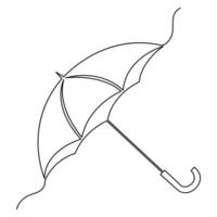 Continuous single line art drawing of umbrella outline vector art illustrations