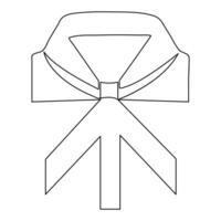 Cute bow ribbon continuous single line art drawing of isolated icon outline vector art illustration design