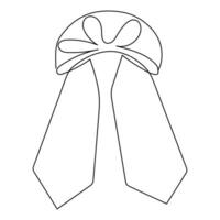 Cute bow ribbon continuous single line art drawing of isolated icon outline vector art illustration design