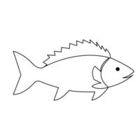 Fish continuous one line art drawing illustration hand drawn sketch style outline vector