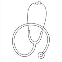 Stethoscope continuous one line hand drawing of outline vector icon and illustration of minimalist