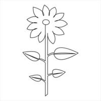 Sunflower continuous single line art drawing outline vector art illustration design minimalist