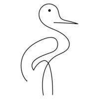 Flamingo and heron continuous one line art drawing hand drawn vector illustration of style.