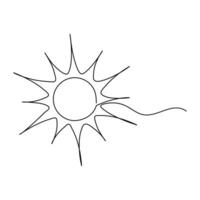 Sun summer continuous single line art drawing outline vector illustration sunrise weather icon