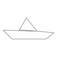 Paper boat continuous one line art drawing of outline vector art illustration