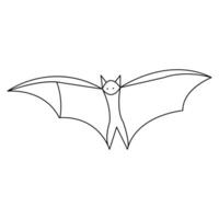 Halloween bat continuous hand drawn single line art drawing vector illustration of style