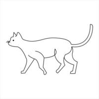 Cat pet animal single line art drawing continuous outline vector art illustration minimalist