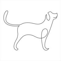 Dog pet animal continuous one line art drawing and dog icon simple outline vector illustration