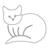 Cat pet animal single line art drawing continuous outline vector art illustration minimalist