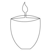 Candle light single line art drawing continuous vector isolated on white minimalist style