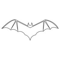 Halloween bat continuous hand drawn single line art drawing vector illustration of style