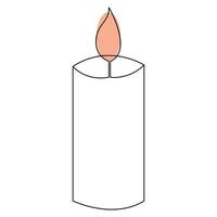 Continuous candle is burning fire drawing art by one line vector illustration minimalism design.