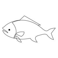 Continuous single line art drawing fish minimalist hand draw outline vector illustration