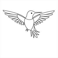 continuo uno línea Arte dibujo colibrí mano dibujado vector ilustración de estilo