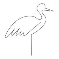 The heron and flamingo single line art drawing vector illustration of continuous Minimalist style.