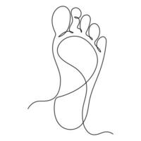 Bare foot continuous single line art drawing of concept doodle style outline vector illustration