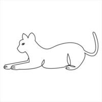 Continuous one line cat pet animal outline art vector illustration and minimalist drawing