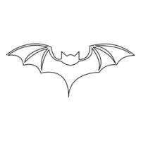 Vector illustration of halloween bat continuous one line art drawing minimalist design