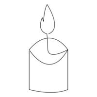 Continuous candle is burning fire drawing art by one line vector illustration minimalism design.