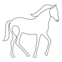 Continuous one line hand design horse animal minimalism style and outline vector art illustration symbol