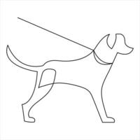 Dog pet animal continuous one line art drawing and dog icon simple outline vector illustration